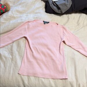 Ralph Lauren Light Pink Ribbed Long Sleeve Top